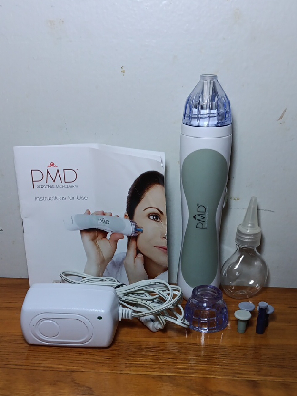 PMD Microdermabrasion Device in Sage and White with Accessories, No Box